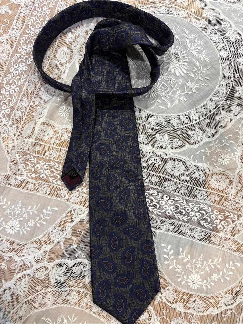 Silk Navy Paisley Men's Tie